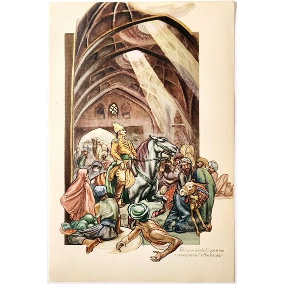 1937 Nasakchi At Bazaar Persian Art Hajji Baba Baldridge Plate Print DWSS22 - Picture 2 of 2